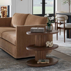 Top Walnut Tier Oval Side Table - Ornate Home