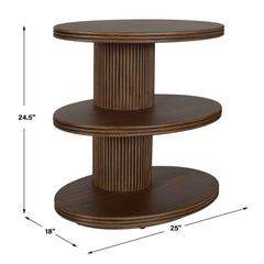 Top Walnut Tier Oval Side Table - Ornate Home
