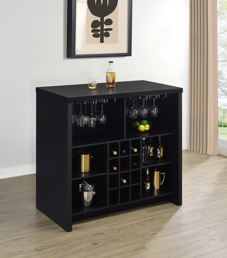 Topanga Black Engineered Wood Freestanding Home Bar - Ornate Home
