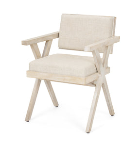 Topanga Cream/Blonde Open Back Dining Arm Chair - Ornate Home