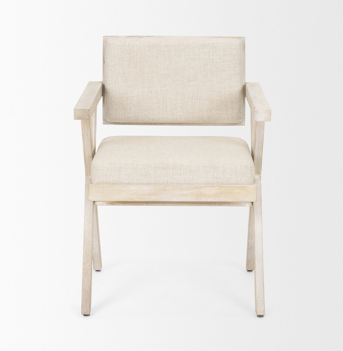 Topanga Cream/Blonde Open Back Dining Arm Chair - Ornate Home