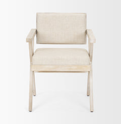 Topanga Cream/Blonde Open Back Dining Arm Chair - Ornate Home