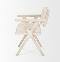 Topanga Cream/Blonde Open Back Dining Arm Chair - Ornate Home