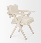 Topanga Cream/Blonde Open Back Dining Arm Chair - Ornate Home