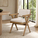 Topanga Cream Open Back Dining Arm Chair - Ornate Home