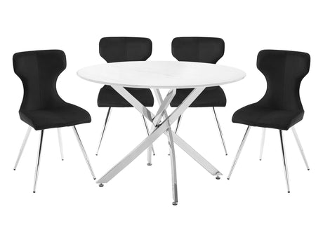 Topeka White/Black 5-Piece Dining Table Set - Ornate Home