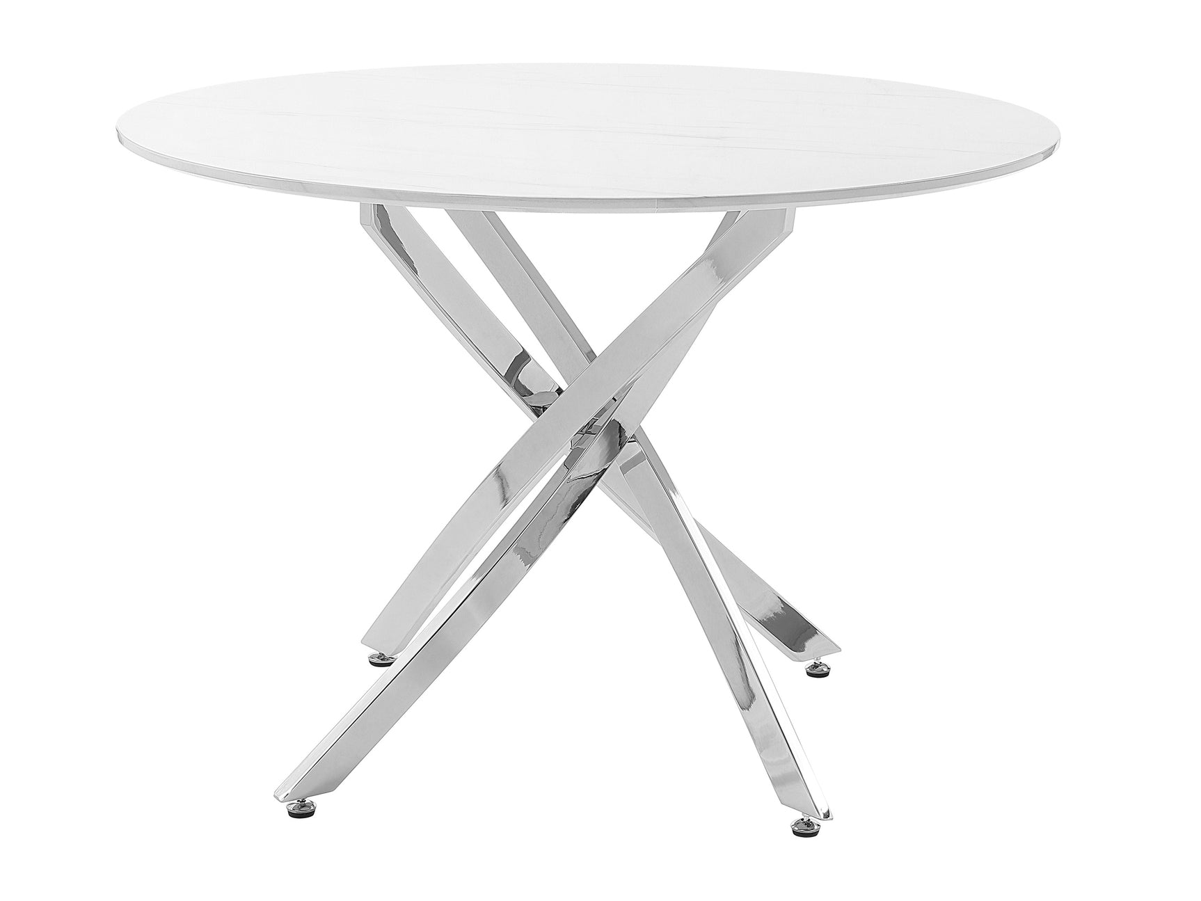 Topeka White / Chrome Dining Table - Ornate Home