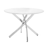 Topeka White / Chrome Dining Table - Ornate Home