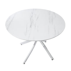 Topeka White / Chrome Dining Table - Ornate Home