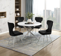 Topeka White / Chrome Dining Table - Ornate Home