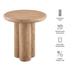 Tori Oak 20 Inch Round Indoor and Outdoor Patio Side Table - Ornate Home