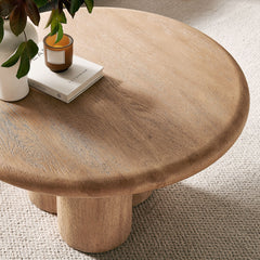 Tori Oak 31 Inch Round Indoor and Outdoor Patio Coffee Table - Ornate Home