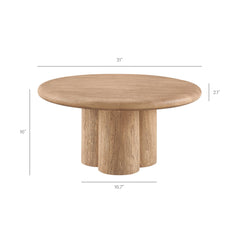 Tori Oak 31 Inch Round Indoor and Outdoor Patio Coffee Table - Ornate Home