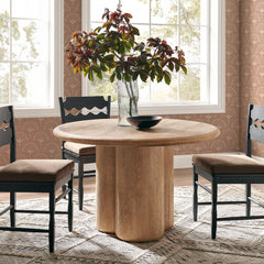 Tori Oak 48 Inch Round Indoor and Outdoor Patio Dining Table - Ornate Home