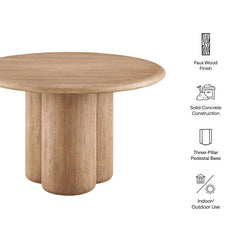Tori Oak 48 Inch Round Indoor and Outdoor Patio Dining Table - Ornate Home