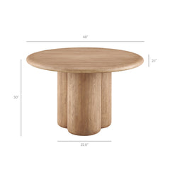 Tori Oak 48 Inch Round Indoor and Outdoor Patio Dining Table - Ornate Home