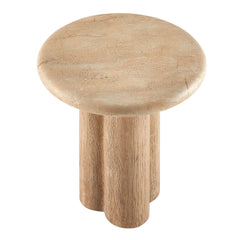 Tori Travertine 20 Inch Round Indoor and Outdoor Patio Side Table - Ornate Home