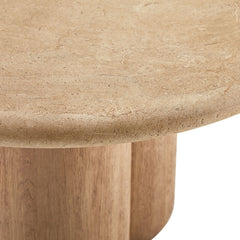 Tori Travertine 20 Inch Round Indoor and Outdoor Patio Side Table - Ornate Home