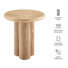 Tori Travertine 20 Inch Round Indoor and Outdoor Patio Side Table - Ornate Home