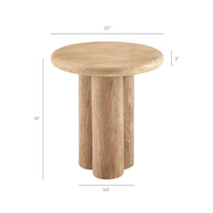 Tori Travertine 20 Inch Round Indoor and Outdoor Patio Side Table - Ornate Home