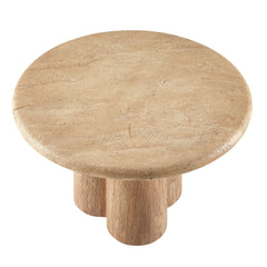 Tori Travertine 31 Inch Round Indoor and Outdoor Patio Coffee Table - Ornate Home