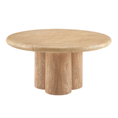 Tori Travertine 31 Inch Round Indoor and Outdoor Patio Coffee Table - Ornate Home