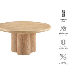 Tori Travertine 31 Inch Round Indoor and Outdoor Patio Coffee Table - Ornate Home