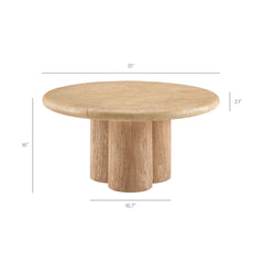 Tori Travertine 31 Inch Round Indoor and Outdoor Patio Coffee Table - Ornate Home