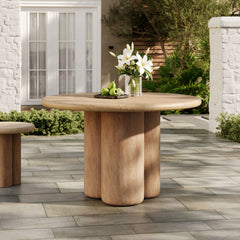 Tori Travertine 48 Inch Round Indoor and Outdoor Patio Dining Table - Ornate Home