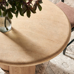 Tori Travertine 48 Inch Round Indoor and Outdoor Patio Dining Table - Ornate Home