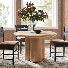 Tori Travertine 48 Inch Round Indoor and Outdoor Patio Dining Table - Ornate Home