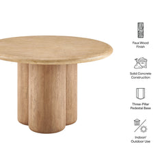 Tori Travertine 48 Inch Round Indoor and Outdoor Patio Dining Table - Ornate Home