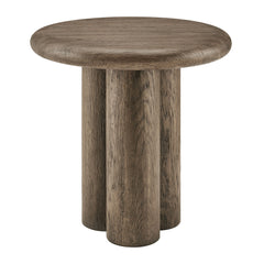 Tori Weathered Walnut 20 Inch Round Indoor and Outdoor Patio Side Table - Ornate Home