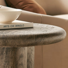 Tori Weathered Walnut 20 Inch Round Indoor and Outdoor Patio Side Table - Ornate Home