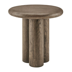 Tori Weathered Walnut 20 Inch Round Indoor and Outdoor Patio Side Table - Ornate Home