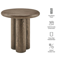 Tori Weathered Walnut 20 Inch Round Indoor and Outdoor Patio Side Table - Ornate Home