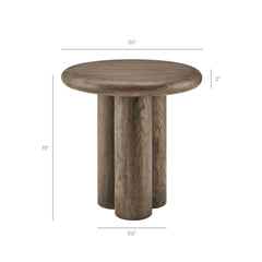 Tori Weathered Walnut 20 Inch Round Indoor and Outdoor Patio Side Table - Ornate Home