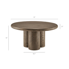Tori Weathered Walnut 31 Inch Round Indoor and Outdoor Patio Coffee Table - Ornate Home