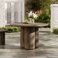 Tori Weathered Walnut 48 Inch Round Indoor and Outdoor Patio Dining Table - Ornate Home