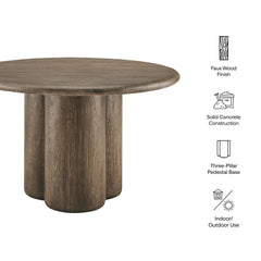 Tori Weathered Walnut 48 Inch Round Indoor and Outdoor Patio Dining Table - Ornate Home