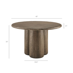Tori Weathered Walnut 48 Inch Round Indoor and Outdoor Patio Dining Table - Ornate Home