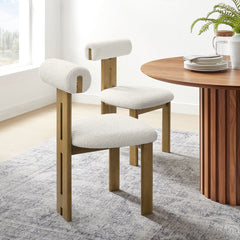 Torian French Oak/Ivory Boucle Fabric Dining Chair (Set of 2) - Ornate Home