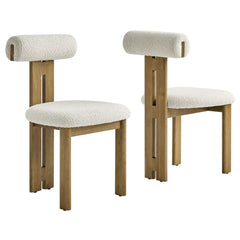 Torian French Oak/Ivory Boucle Fabric Dining Chair (Set of 2) - Ornate Home