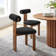 Torian Walnut/Black Boucle Fabric Dining Chair (Set of 2) - Ornate Home