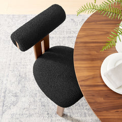 Torian Walnut/Black Boucle Fabric Dining Chair (Set of 2) - Ornate Home