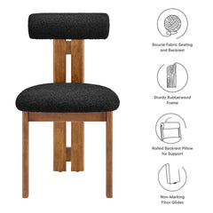 Torian Walnut/Black Boucle Fabric Dining Chair (Set of 2) - Ornate Home