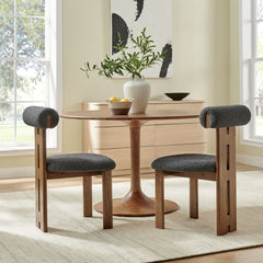 Torian Walnut/Charcoal Boucle Fabric Dining Chair (Set of 2) - Ornate Home