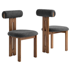 Torian Walnut/Charcoal Boucle Fabric Dining Chair (Set of 2) - Ornate Home