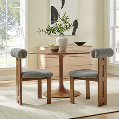 Torian Walnut/Light Gray Boucle Fabric Dining Chair (Set of 2) - Ornate Home