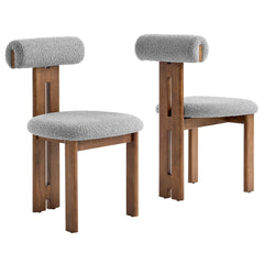 Torian Walnut/Light Gray Boucle Fabric Dining Chair (Set of 2) - Ornate Home